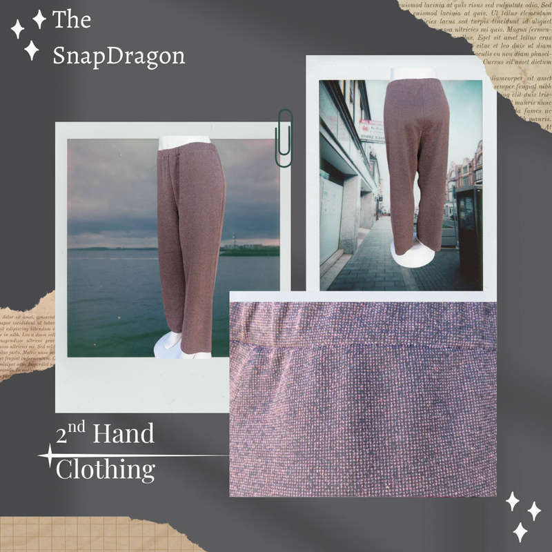 VINTAGE Attractive brown mottled polyester pants suitable for winter with elasticated waist