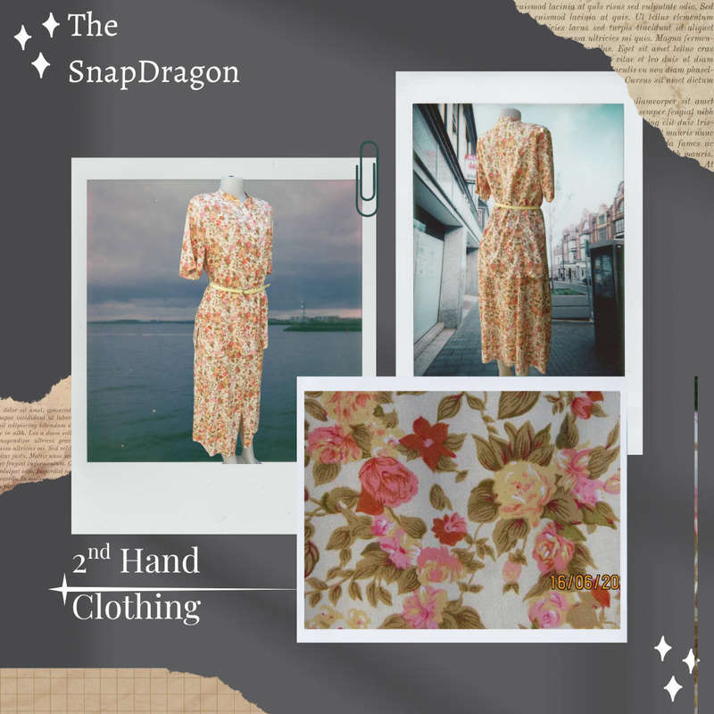 VINTAGE 2 PIECE AUTUMN COLOUR FLORAL VISCOSE SET - SIZE 10/34/M