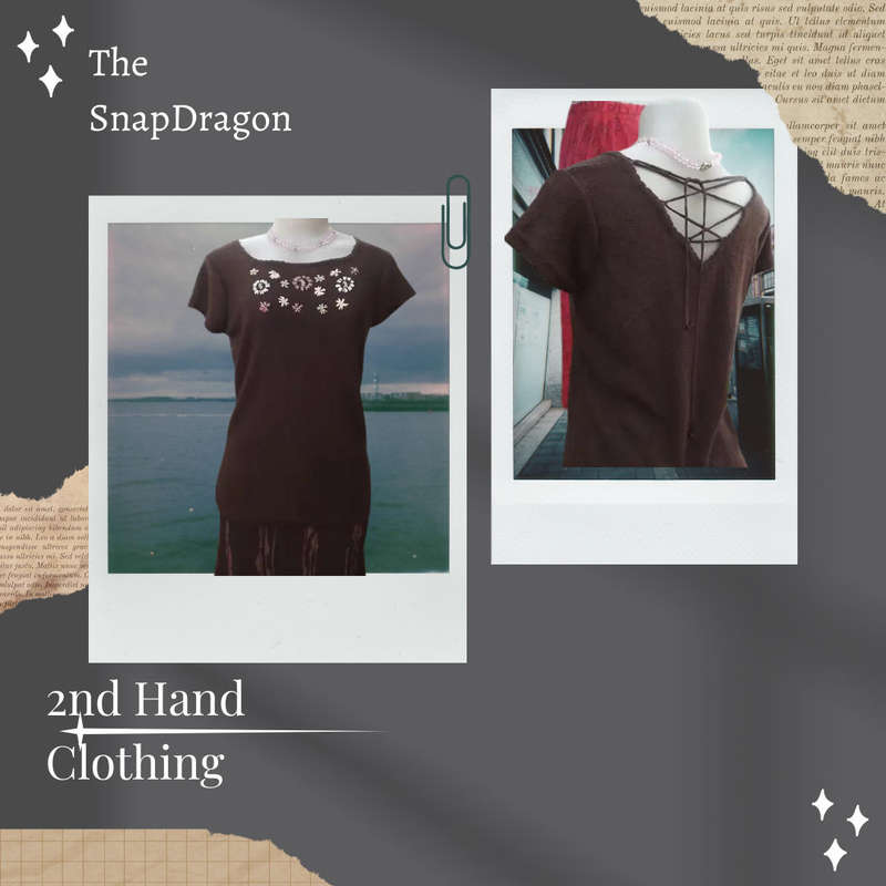 Summer choc brown slip over acrylic knitted capped sleeve top - size 12/36/Large