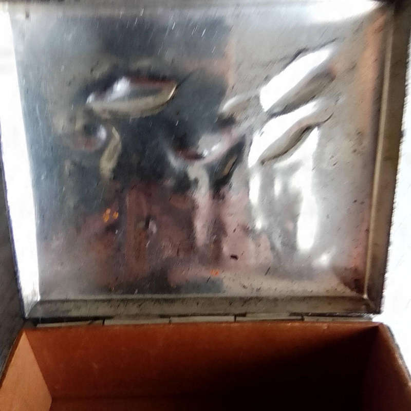 Vintage, Crane Cigarette Box- Lidded, Metal Box with Embossed Design- Wood Lined- Cranes ect