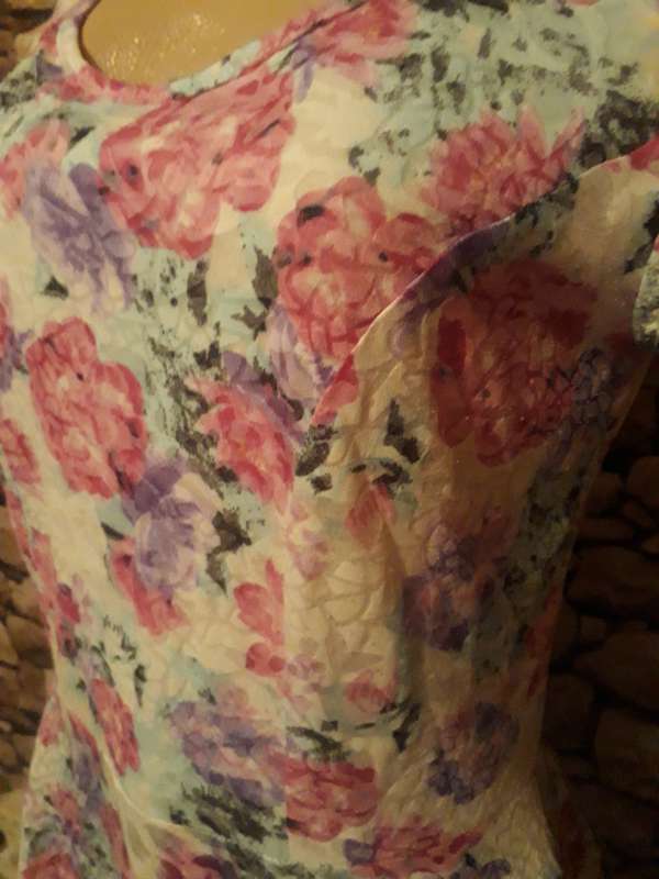 SUPERSOFT PEPLUM SLIP OVER TOP IN OPAQUE POLYESTER/RAYON FABRIC - SIZE 12/36/L