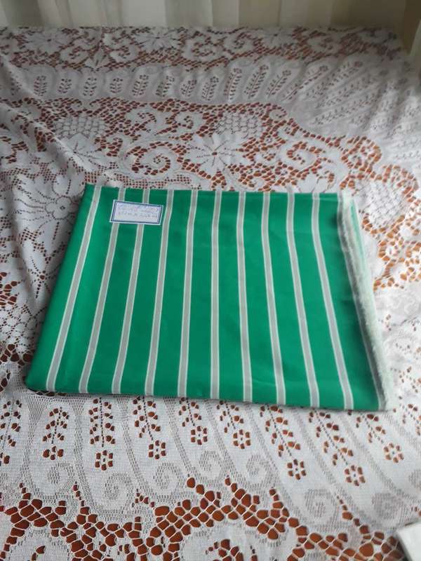 CRAFT GREEN WITH LIGHT GREY AND WHITE STRIPED FABRIC 1.52M X 2.48M