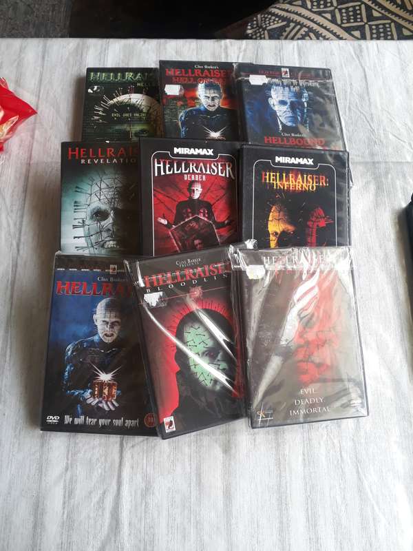 DVD BOX SET - COMPLETE 9 DVD HELLRAISER MOVIES FROM CLIVE BARKER IN AS NEW CONDITION