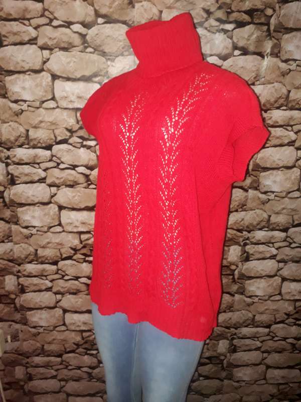 EXCLUSIVE HAND KNITTED CABLE AND LACE POLONECK THROW OVER TUNIC - XXL/16/40 - NEW ITEM