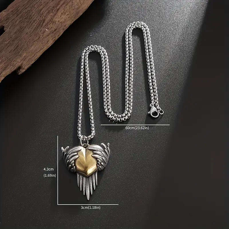 A Trendy Delicate Necklace with a Heart-shaped Angel Wing Pendant Very Romantic & Fashionable!