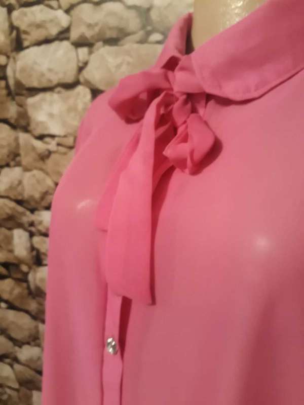 VINTAGE FORMAL INSYNC HOT PINK SHEER BLOUSE/SHIRT - SIZE 2XL - AS NEW CONDITION