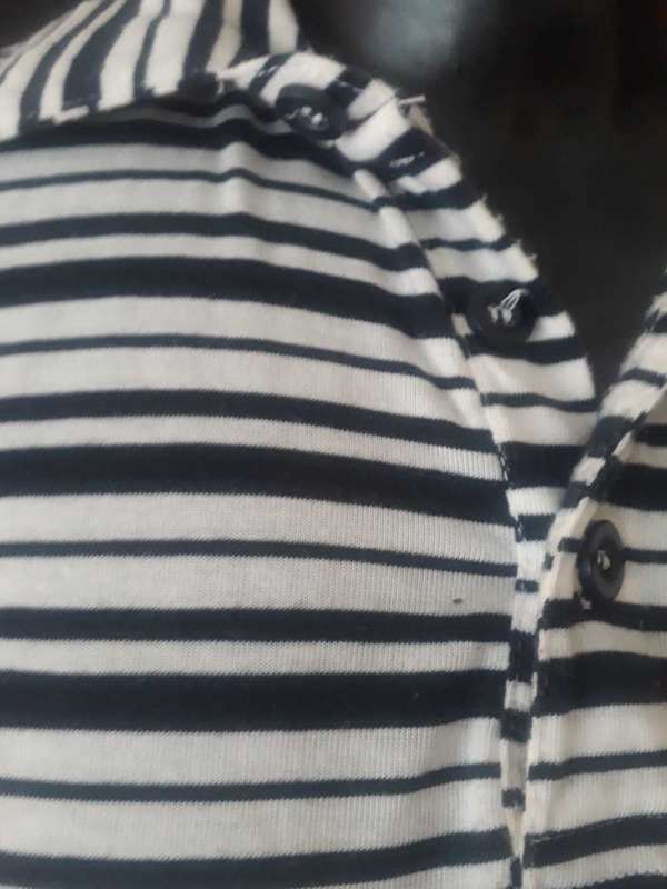 NO RULES MEN'S NAVY & WHITE STRIPED GOLF SHIRT - SIZE XL
