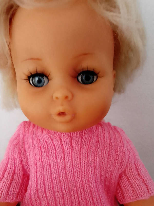 Vintage First Love Doll with Hand Knitted Vest and Panties in very good condition