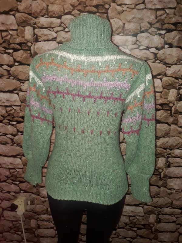 PUCCINI KNITTED GREEN JUMPER WITH LUREX - SIZE 8/32/S