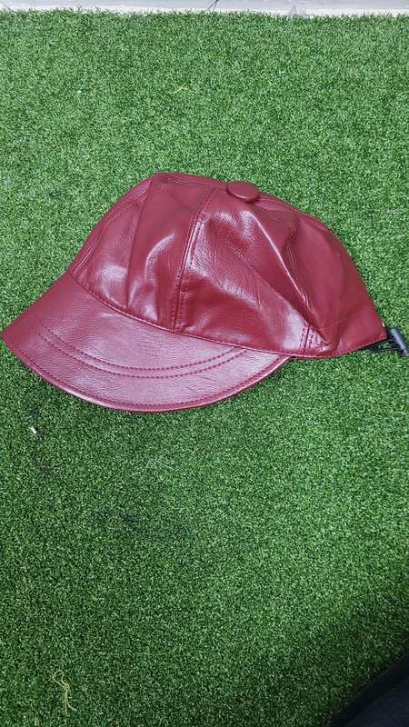Ladies Maroon Synthethic Leather Cap