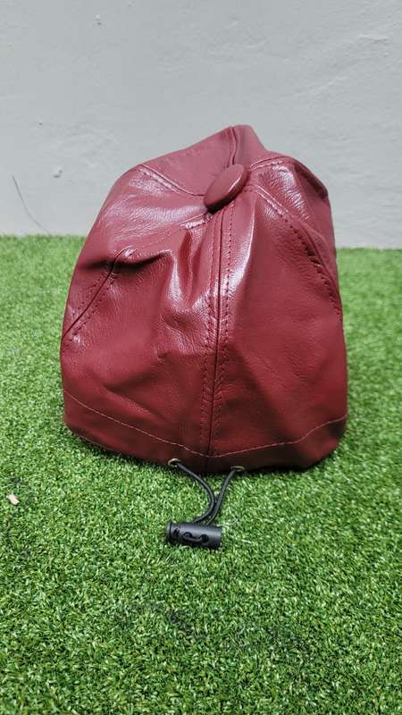 Ladies Maroon Synthethic Leather Cap