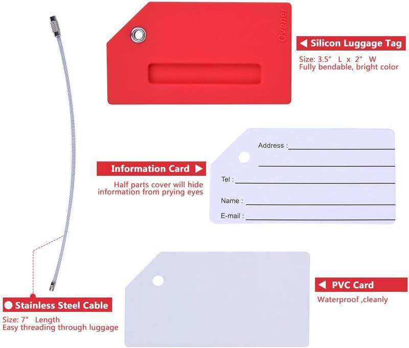 5pc Silicone Luggage Tags