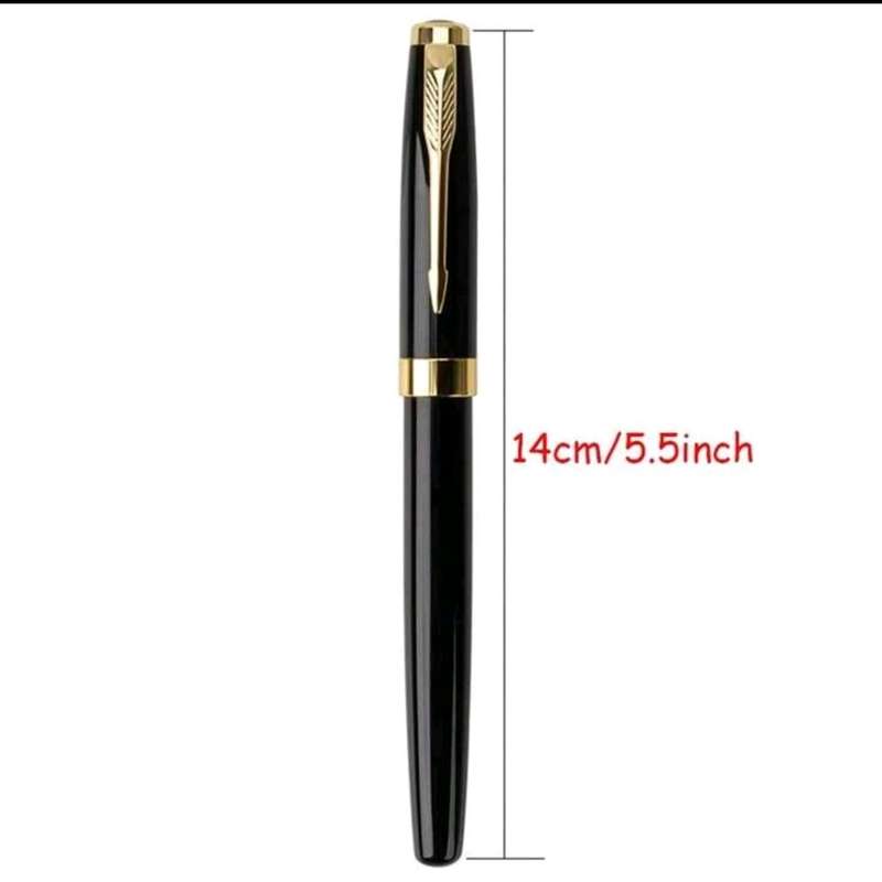 Vintage Black & Gold Fountain Pen with 12 Black Ink Refills