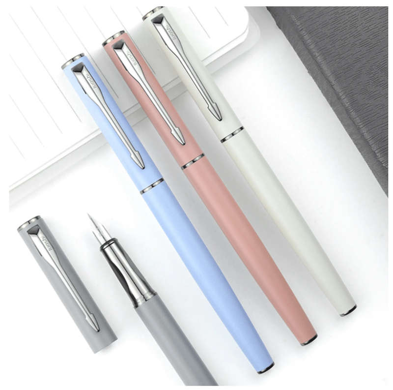 Gradient Stylish Stainless Steel Metal Fountain Pen (Dreamy Pink) with Tungsten Nib