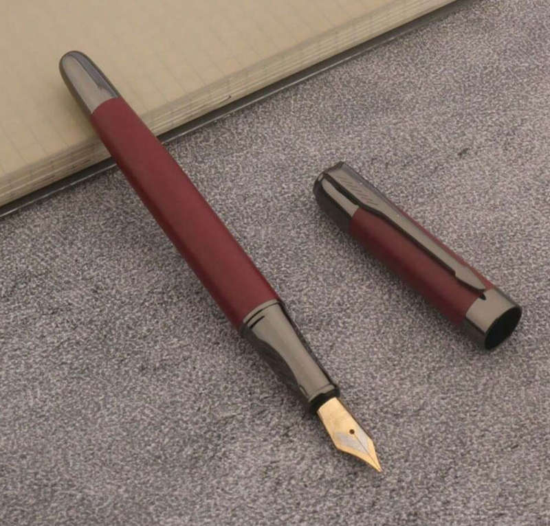 Crimson Red Metal Fountain Pen with Diamonte Cap