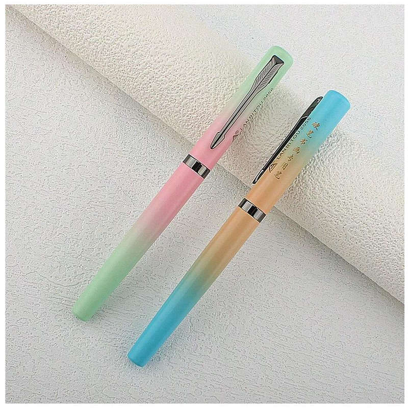 Luxury Fountain Pen with 0.77mm Tungsten Nib (Lime / Pink)
