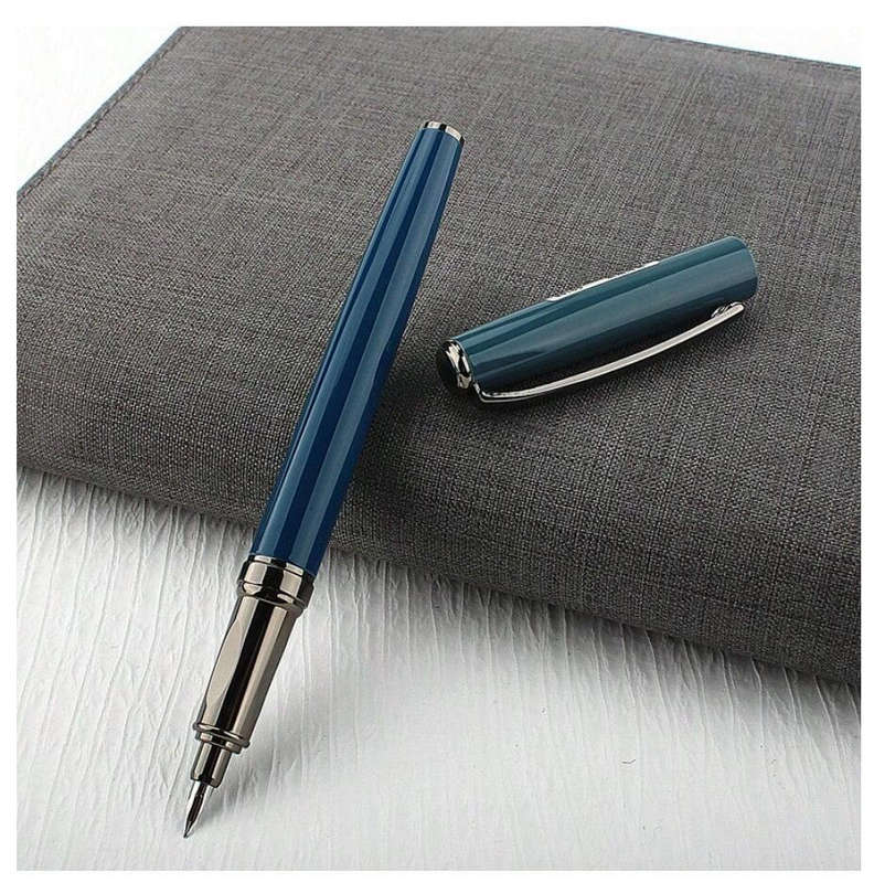 Classic Metal Fountain Pen with 0.38mm Nib (Blue)