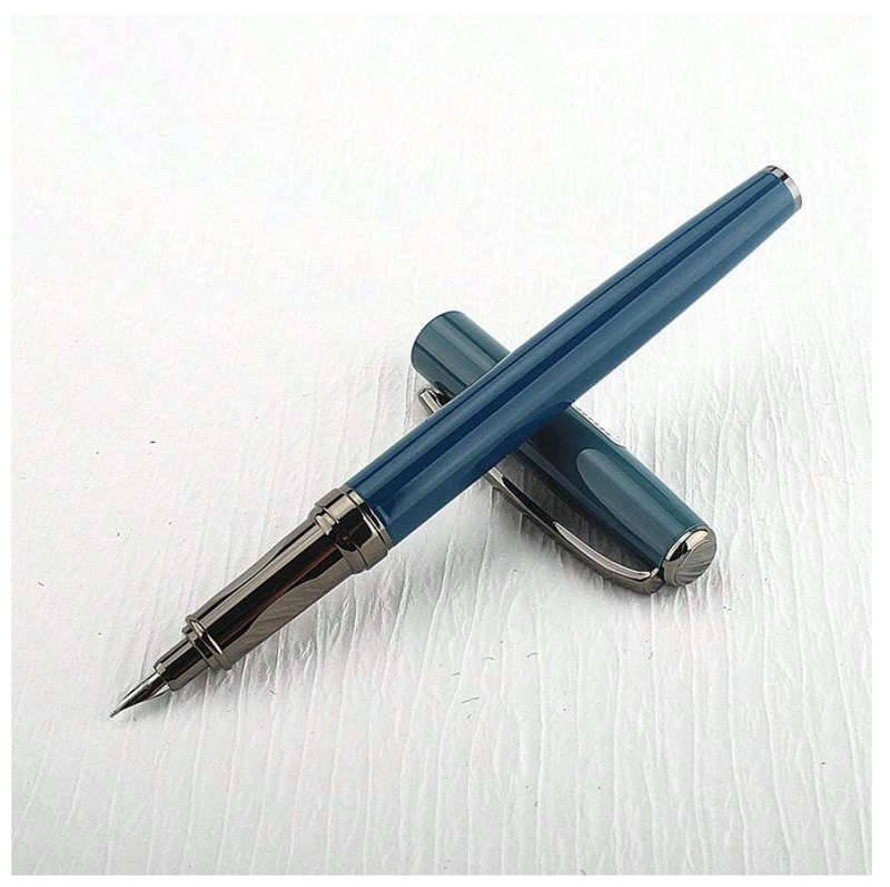 Classic Metal Fountain Pen with 0.38mm Nib (Blue)