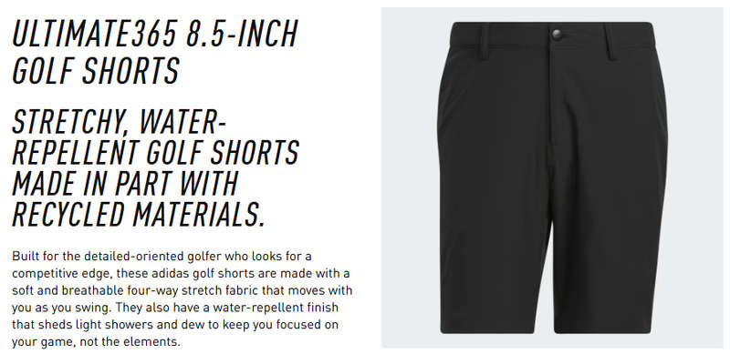 GOLF - Adidas Ultimate365 Shorts (Black) NEW