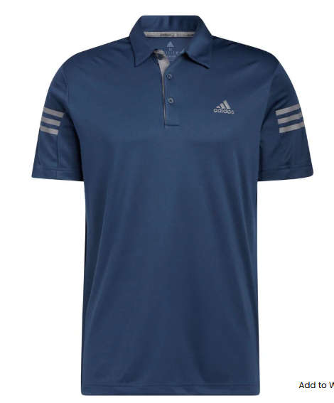 GOLF - Adidas Mens 3-Stripes Primegreen Polo (Navy Blue)
