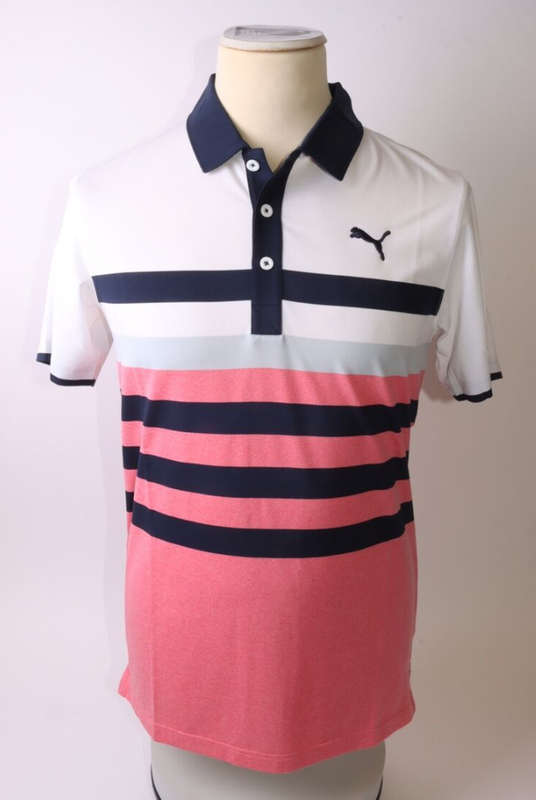 GOLF - Puma Mattr One Way Golf Polo (Pink/White/Navy)