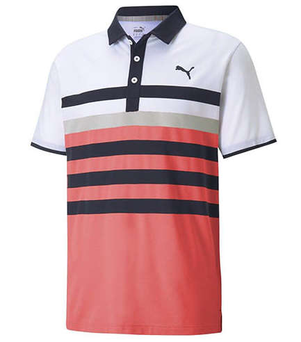 GOLF - Puma Mattr One Way Golf Polo (Pink/White/Navy)