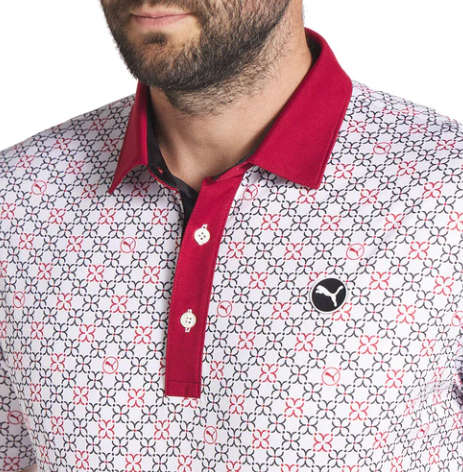 GOLF - Puma Pure Monogram Golf Polo (White Glow/Intense Red)