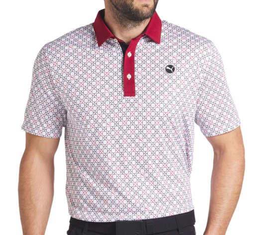 GOLF - Puma Pure Monogram Golf Polo (White Glow/Intense Red)