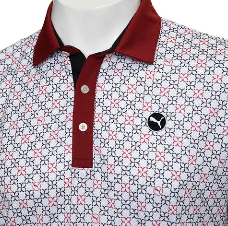 GOLF - Puma Pure Monogram Golf Polo (White Glow/Intense Red)