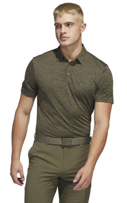 Adidas Textured Jacquard Camo Golf Polo