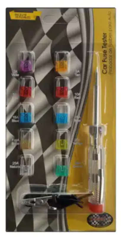 10pc Auto Plug and Mini Blade Fuse with Tester Kit