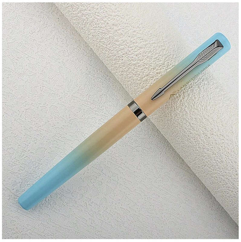 Luxury Fountain Pen with 0.77mm Tungsten Nib (Blue / Yellow)