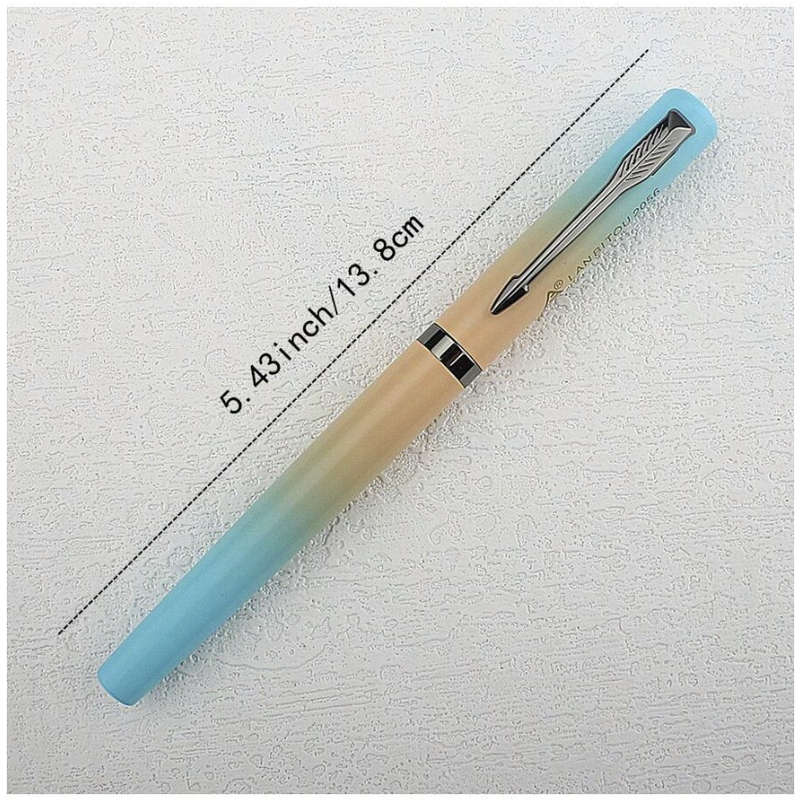 Luxury Fountain Pen with 0.77mm Tungsten Nib (Blue / Yellow)