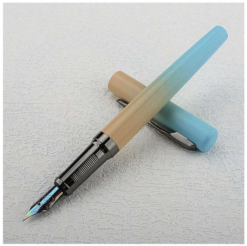 Luxury Fountain Pen with 0.77mm Tungsten Nib (Blue / Yellow)