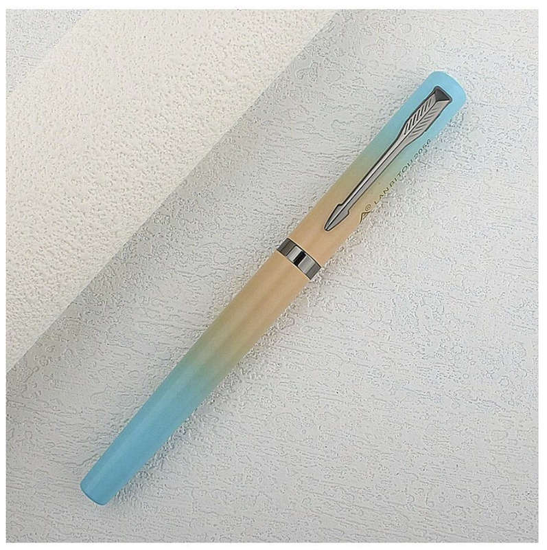 Luxury Fountain Pen with 0.77mm Tungsten Nib (Blue / Yellow)