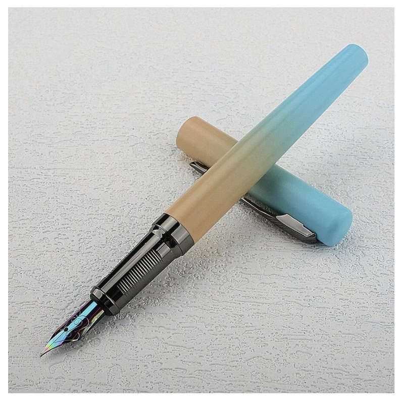 Luxury Fountain Pen with 0.77mm Tungsten Nib (Blue / Yellow)