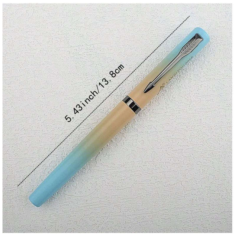 Luxury Fountain Pen with 0.77mm Tungsten Nib (Blue / Yellow)