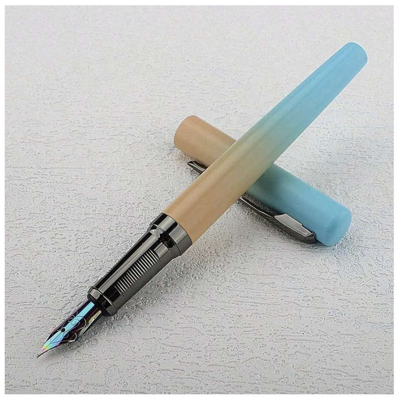 Luxury Fountain Pen with 0.77mm Tungsten Nib (Blue / Yellow)