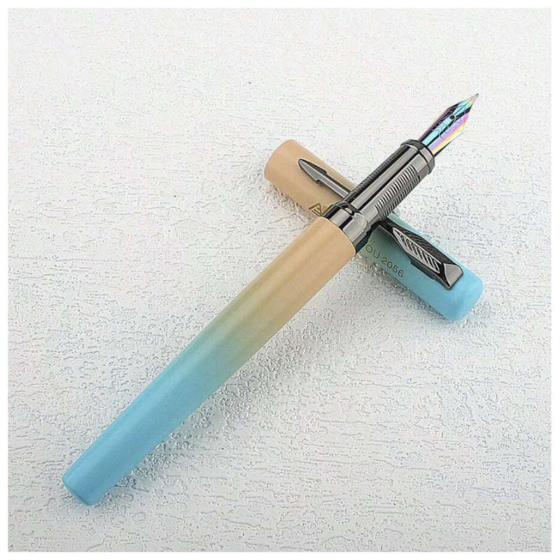 Luxury Fountain Pen with 0.77mm Tungsten Nib (Blue / Yellow)