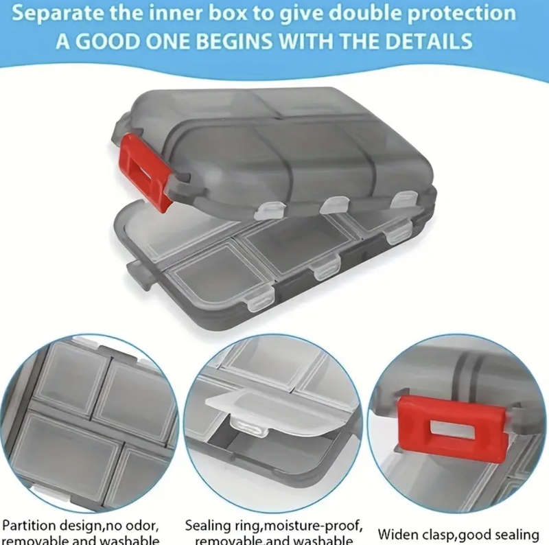 Pill Box with 10 Compartments... Moisture Proof