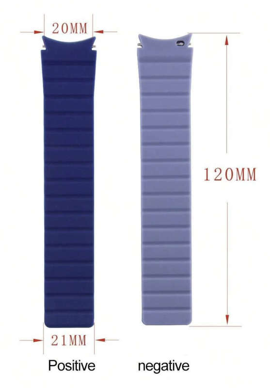 2 Tone Magnetic Silicone Strap compatible with Samsung Watch 6 / 5 / 4 (MIDNIGHT BLUE / LIGHT BLUE)