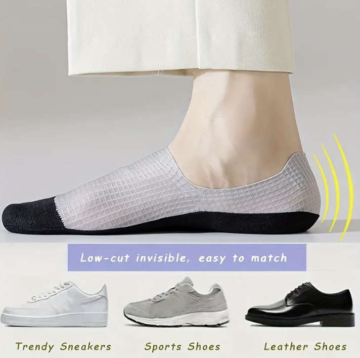 4 pairs Men's Summer Waffle-Knit No-Show Socks