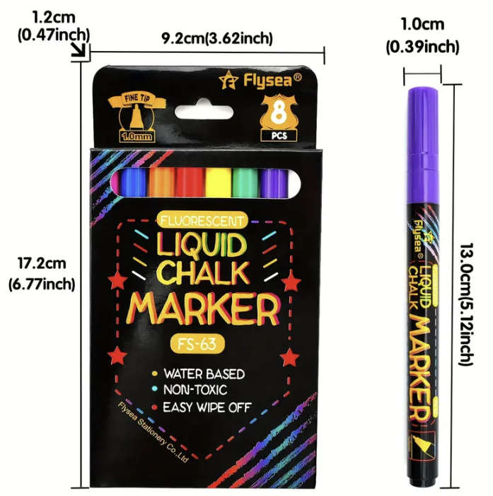 8pcs Neon Liquid Chalk Markers