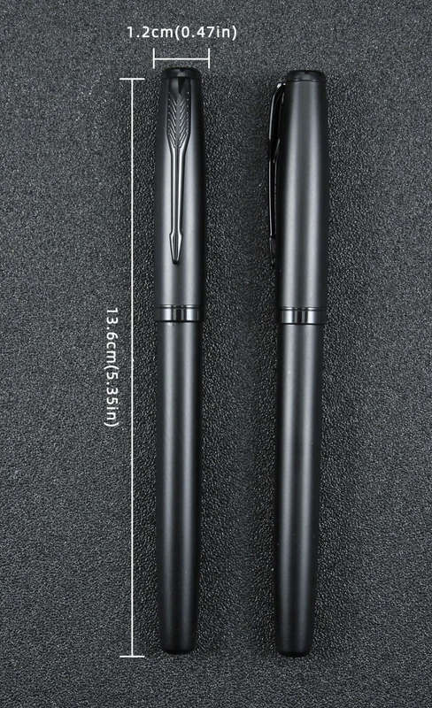 Trendy Black Classic Metal Fountain Pen with 3 ink refills
