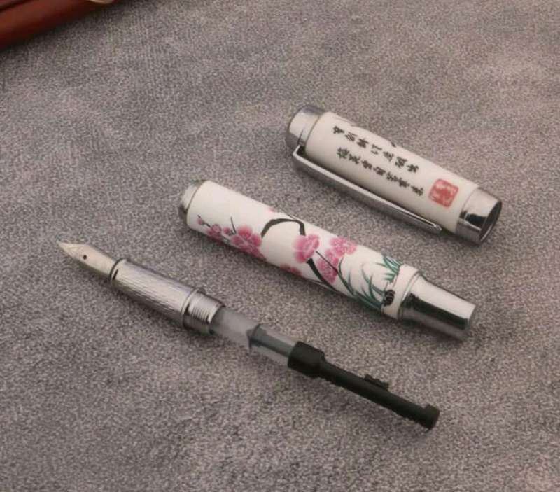 Ceramic Fountain Pen with Plum Blossom Design