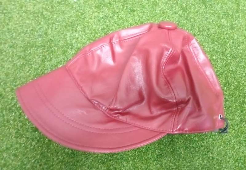 Ladies Maroon Synthethic Leather Cap