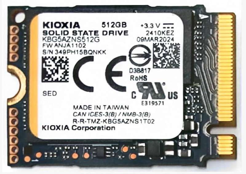 Kioxia (Toshiba) M.2 NVME Solid State Hard Drive - 256 Gigabyte