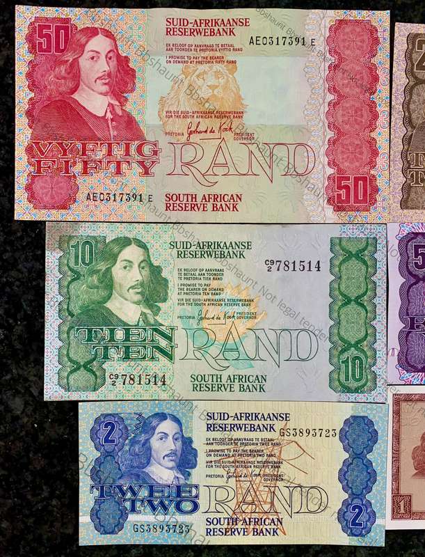 complete set gpc de kock & decimals unc-ef R50 TO R2 - 1980s(R1 de Jongh 1975)- (1 bid takes all)