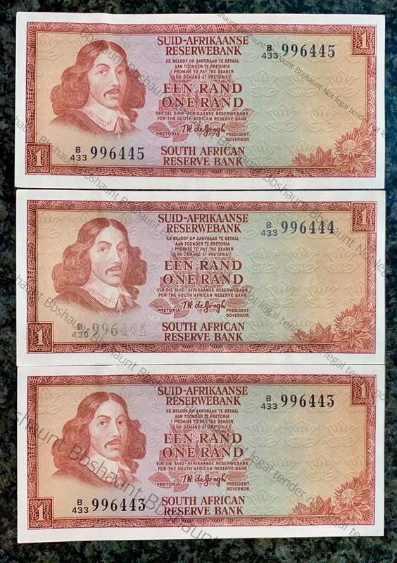 Tw De Jongh R1 in sequence -B433 /996445-443 aunc 1975(1 bid takes all)