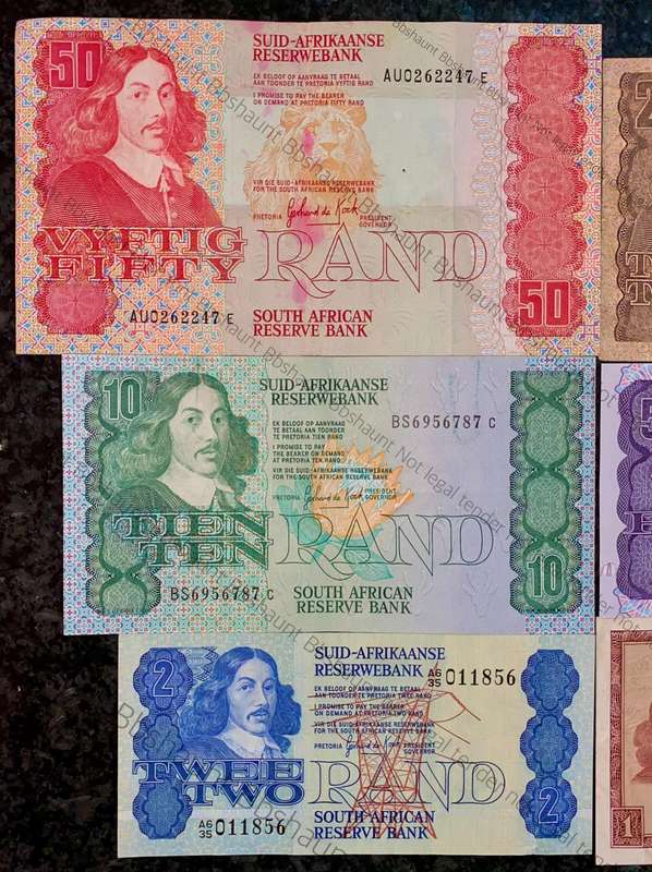 Complete Set GPC De Kock & decimals R50 TO R2 - 1980s (R1 de Jongh 1975) (1 bid takes all)
